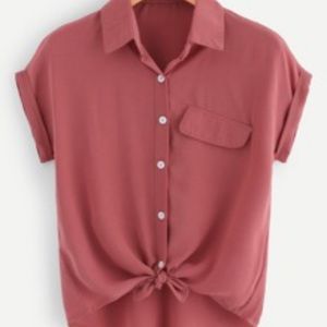 Never Been Worn Dusty Rose Rolled Cuff Button Up Shirt